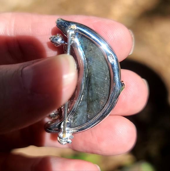 Laboradite crecent moon Peridot & Citrine brooch - Picture 3 of 8